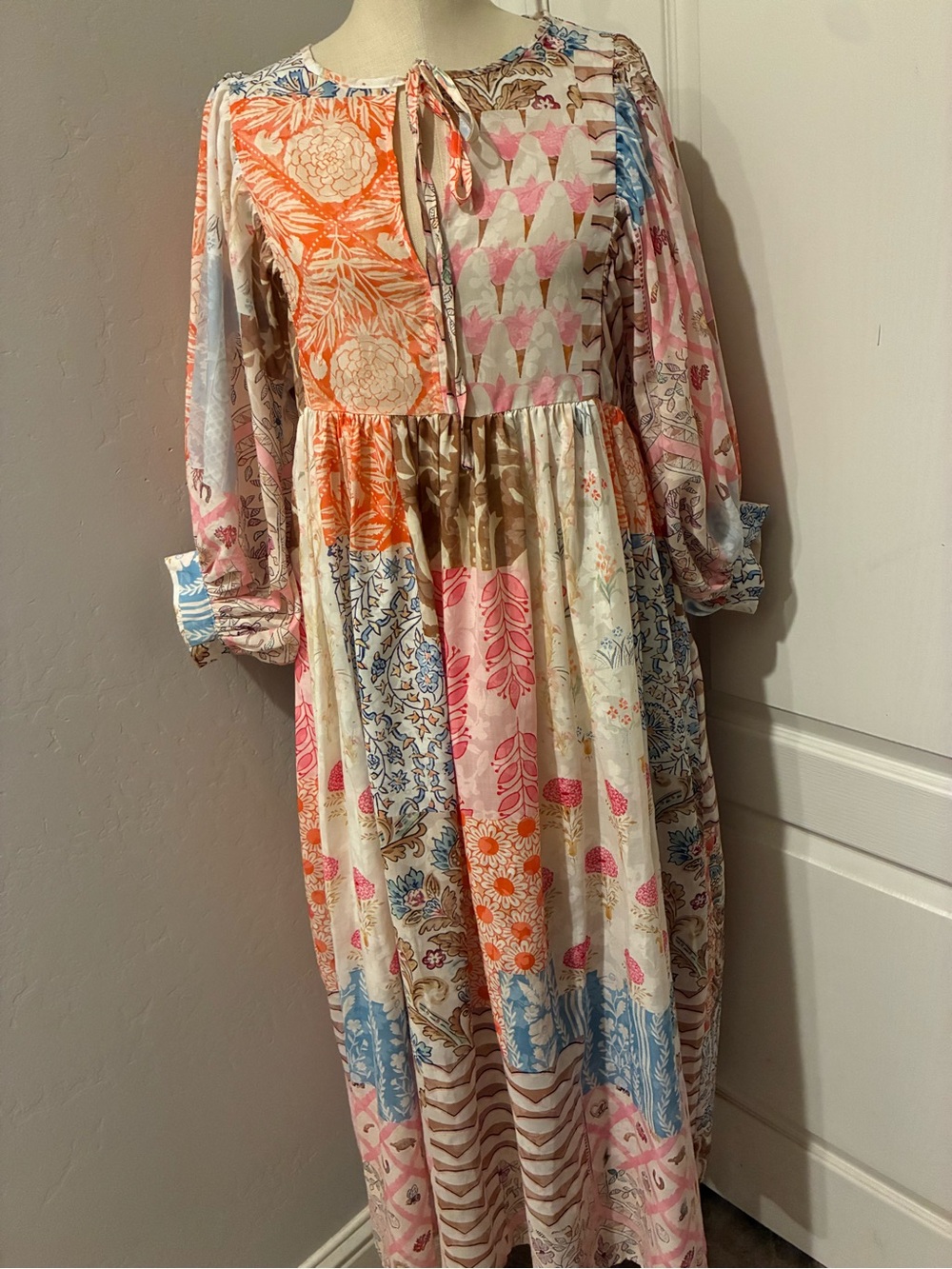 Boho Patchwork Maxi Dress multi-color Size S #Romantic #cottage #Bohemian
